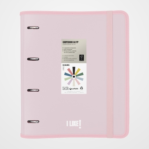 CARPEBLOC GRAFOPLAS LIKE 3 PP SEMIRRIGIDO OPACO A4 4 an.MIXTAS 35mm con REC.80 hj. ROSA SOFT