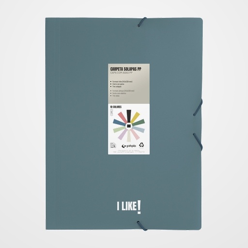 CARPETA de GOMAS y SOLAPAS GRAFOPLAS PP LIKE 3 Fº AZUL OSCURO