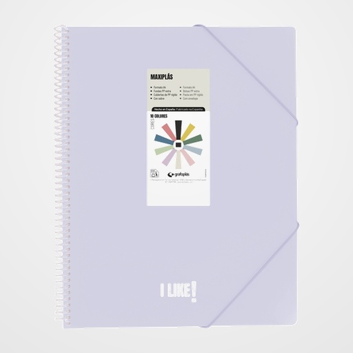 CARPETA FUNDAS (TARIFARIO) GRAFOPLAS ESPIRAL PP RIGIDO MAXIPLAS LIKE 3 A4 20 F. LAVANDA SOFT