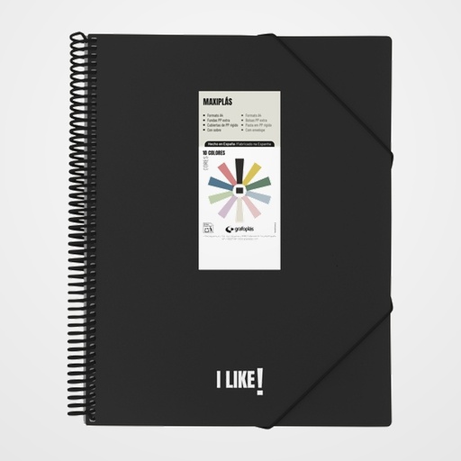 CARPETA FUNDAS (TARIFARIO) GRAFOPLAS ESPIRAL PP RIGIDO MAXIPLAS LIKE 3 A4 20 F. NEGRO