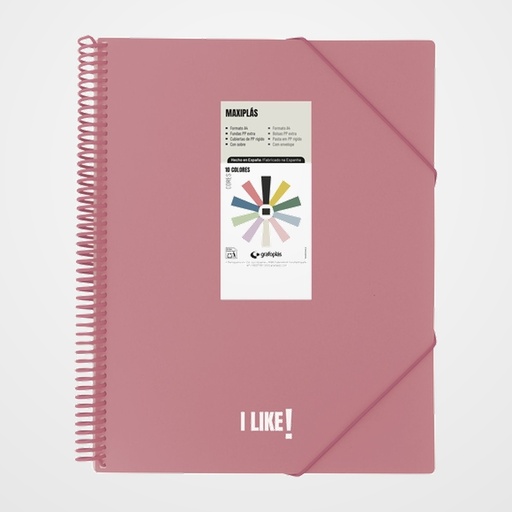 CARPETA FUNDAS (TARIFARIO) GRAFOPLAS ESPIRAL PP RIGIDO MAXIPLAS LIKE 3 A4 40 F. ROSA