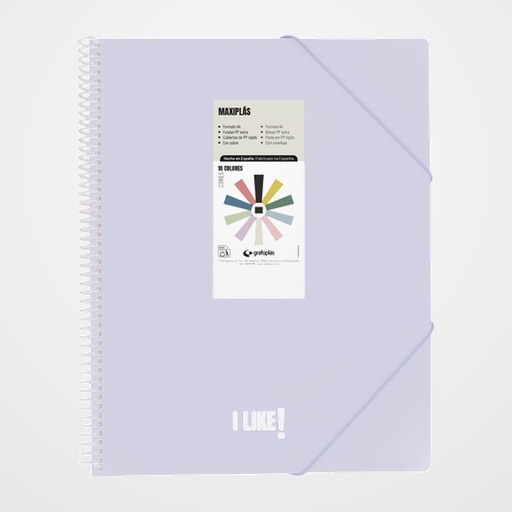 CARPETA FUNDAS (TARIFARIO) GRAFOPLAS ESPIRAL PP RIGIDO MAXIPLAS LIKE 3 A4 50 F. LAVANDA SOFT