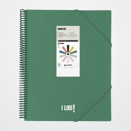 CARPETA FUNDAS (TARIFARIO) GRAFOPLAS ESPIRAL PP RIGIDO MAXIPLAS LIKE 3 A4 50 F. VERDE OSCURO