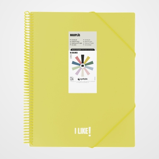 CARPETA FUNDAS (TARIFARIO) GRAFOPLAS ESPIRAL PP RIGIDO MAXIPLAS LIKE 3 A4 60 F. AMARILLO