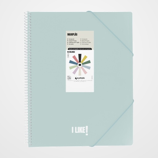 CARPETA FUNDAS (TARIFARIO) GRAFOPLAS ESPIRAL PP RIGIDO MAXIPLAS LIKE 3 A4 60 F. AZUL CLARO