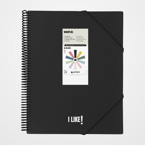 CARPETA FUNDAS (TARIFARIO) GRAFOPLAS ESPIRAL PP RIGIDO MAXIPLAS LIKE 3 A4 60 F. NEGRO