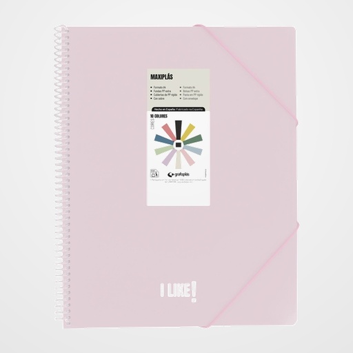 CARPETA FUNDAS (TARIFARIO) GRAFOPLAS ESPIRAL PP RIGIDO MAXIPLAS LIKE 3 A4 60 F. ROSA SOFT
