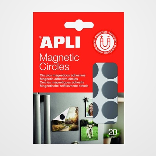 CIRCULOS MAGNETICOS APLI ADHESIVOS  Ø20 mm BLISTER de 20