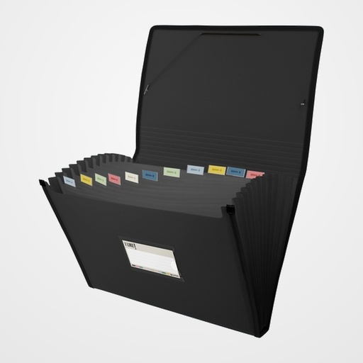 CLASIFICADOR ACORDEON GRAFOPLAS PP SEMIRRIGIDO LIKE 3 OPACO Fº 13 DPTOS.BOLSILLO y GOMA NEGRO