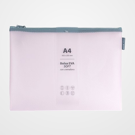 DOSIER SOBRE GRAFOPLAS CREMALLERA EVA-BAG A4 MATE ROSA SOFT