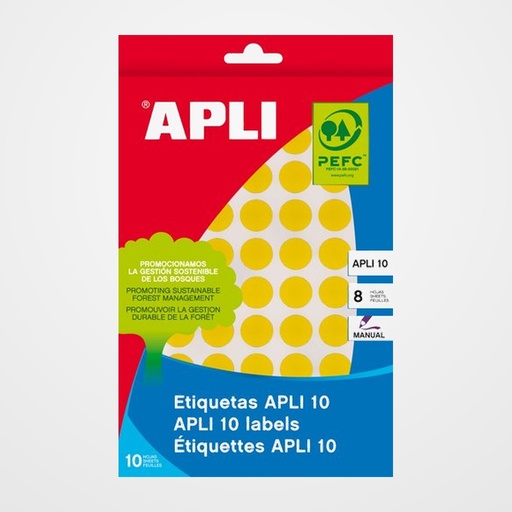 ETIQUETAS ADH.MANUALES BOLSA APLI COLOR AMARILLO 8h C.ROMOS 25x40 mm 128 uds.(02754)