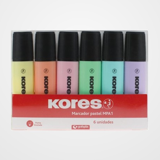 MARCADOR FLUOR KORES PASTEL  CAJA de 6