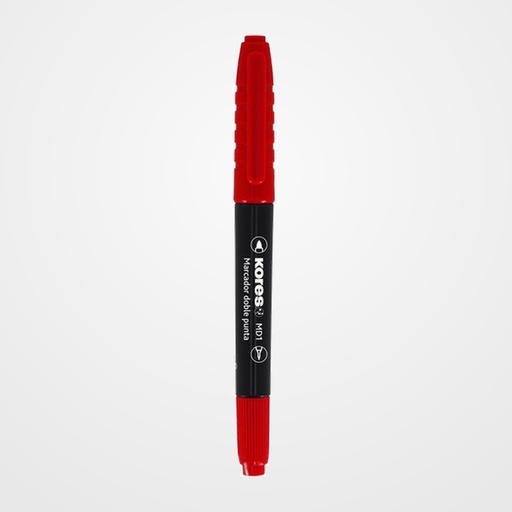 MARCADOR PERMANENTE KORES MD1 DUO CONICO ROJO