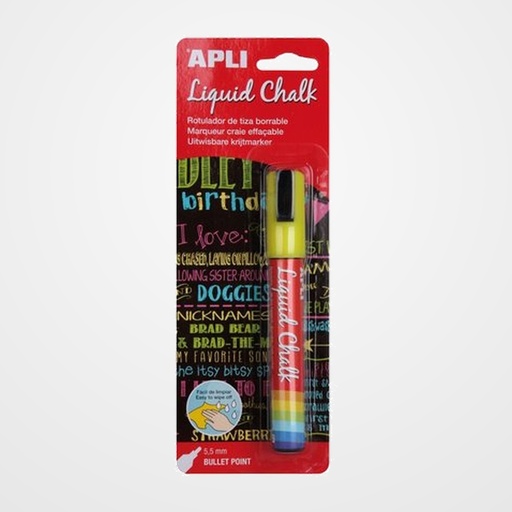 MARCADOR PIZARRA APLI CHALK CONICO 5.5 mm AMARILLO BLISTER de 1