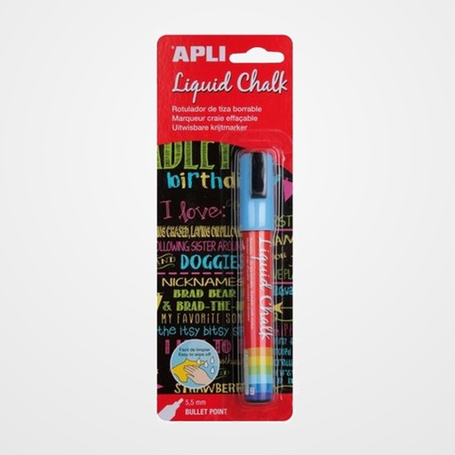 MARCADOR PIZARRA APLI CHALK CONICO 5.5 mm AZUL BLISTER de 1