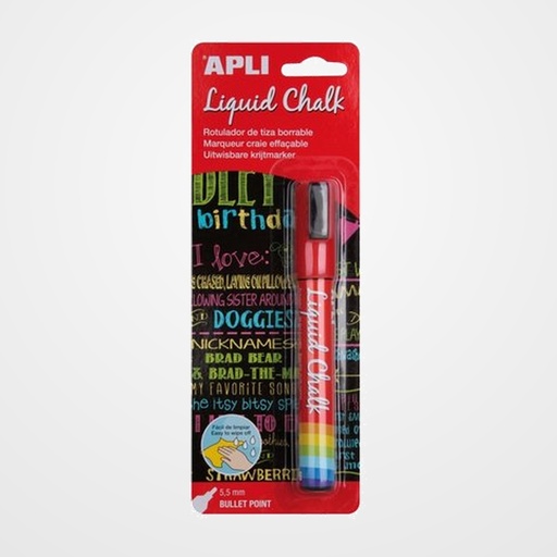 MARCADOR PIZARRA APLI CHALK CONICO 5.5 mm ROJO BLISTER de 1