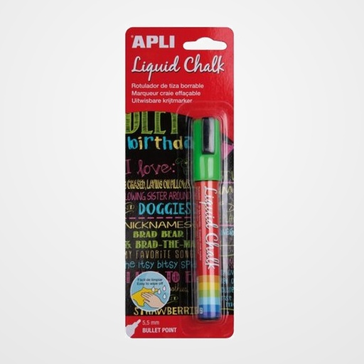MARCADOR PIZARRA APLI CHALK CONICO 5.5 mm VERDE BLISTER de 1