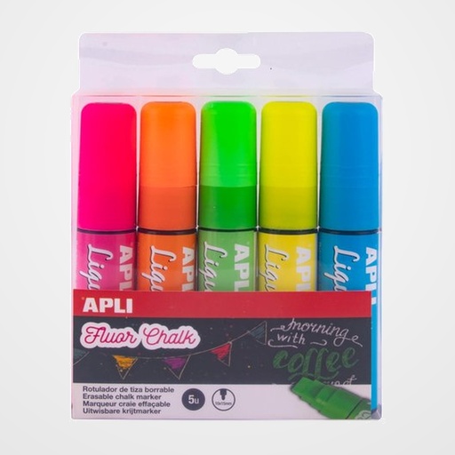 MARCADOR PIZARRA APLI CHALK PAPAREL 10X15mm SURTIDO BLISTER de 5