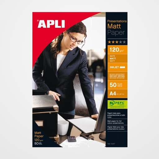PAPEL INKJET APLI MATE A4 120g 50h