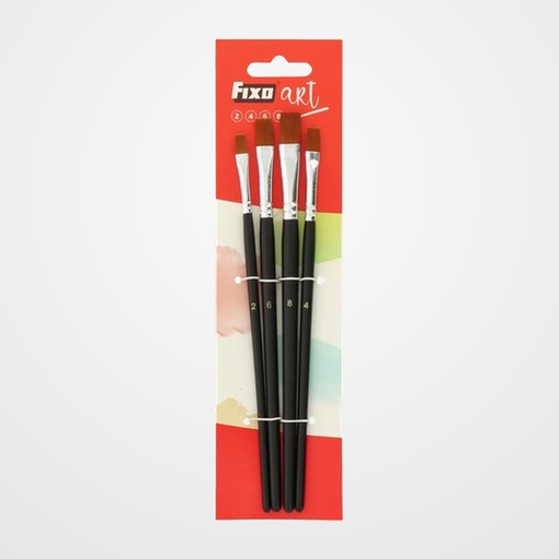 PINCEL FIXOART pelo SINTETICO PLANOS SET de 4 (Nº 2-4-6-8)