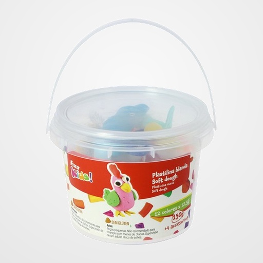 PLASTILINA FIXO KIDS SOFT DOUGH JUEGO BOTE ROSA SURTIDO (12 barras plastilina + 4 accesorios)