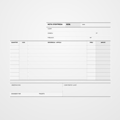TALONARIO CATALAN NOTAS DE ENTREGA APLI A-49 CUARTO APAISADO DUPLICADO