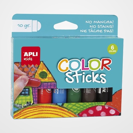 TEMPERA SOLIDA APLI STICKS SURTIDO 10g ESTUCHE DE 6
