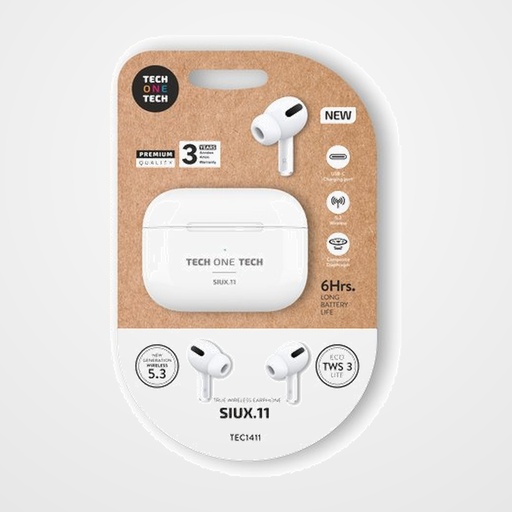 AURICULARES TECH-ONE-TECH SIUX.11 BLUETOOTH MICROFONO INTEGRADO BLANCO