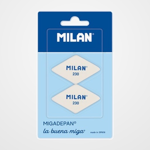 GOMA de BORRAR MILAN MIGA DE PAN 230 ROMBOIDE  BLISTER de 2