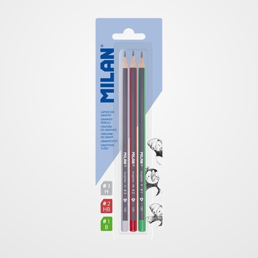LAPIZ de GRAFITO MILAN TRIANGULAR BLISTER de 3 (B, HB, H)