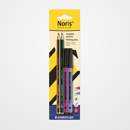 LAPIZ de GRAFITO STAEDTLER 120 NORIS BLISTER de 2 (+ 2 WRITING PEN 307-32/61)