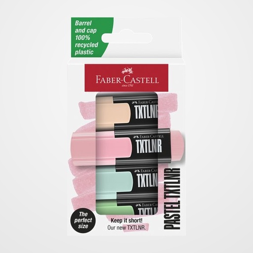 MARCADOR FLUOR FABER-CASTELL TEXTLINER 1542 PASTEL PACK de 4