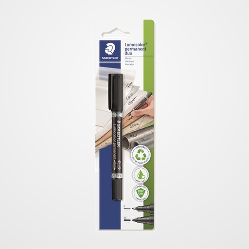 MARCADOR PERMANENTE STAEDTLER 348 LUMOCOLOR DUO CONICO NEGRO BLISTER de 1