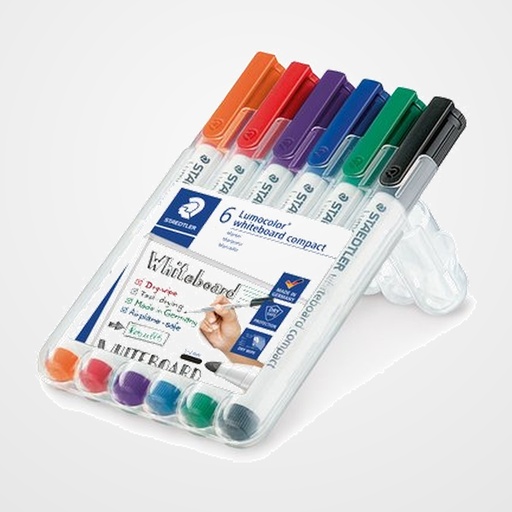 MARCADOR PIZARRA STAEDTLER 341 LUMOCOLOR CONICO COMPACT BOX de 6