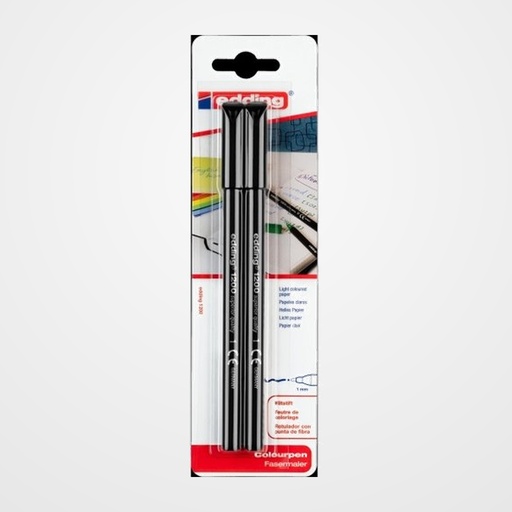 ROTULADOR FIBRA EDDING 1200  NEGRO BLISTER de 2