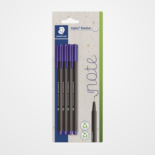 ROTULADOR FIBRA STAEDTLER  334 TRIPLUS FINELINER NEGRO BLISTER de 4