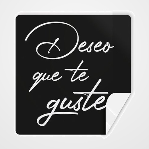 ETIQUETAS REGALO ADH. ROLLO  250 uds. CUADRADAS 40x40 DESEO QUE TE GUSTE NEGRA