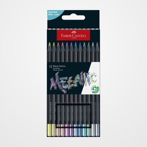 LAPICES de COLORES FABER-CASTELL BLACK EDITION METALICOS ESTUCHE de 12