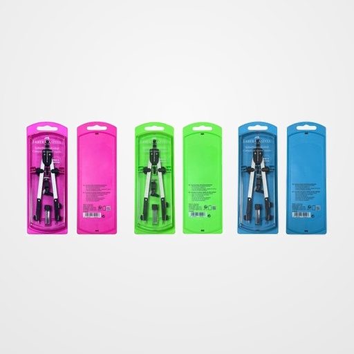 COMPAS FABER-CASTELL AJUSTE RAPIDO COLORES NEON AZUL