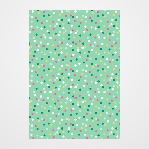PAPEL de REGALO BOBINA BASIKA 62 cm x 80 m (4 Kg aprox.) LUNARES (LN2001-M 62 CM)
