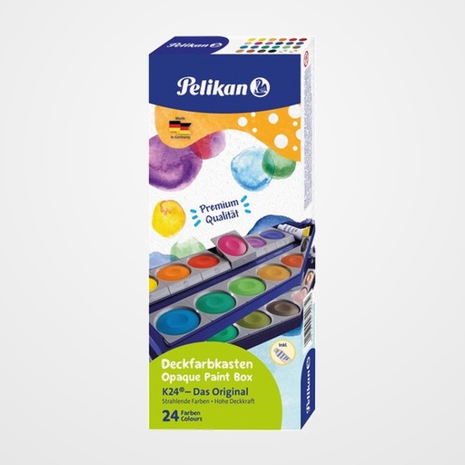 ACUARELAS PELIKAN 735 K/24 CUBRIENTE ESTUCHE de 24 + tubo TEMPERA BLANCA