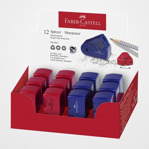AFILALAPIZ FABER-CASTELL SELEEVE MINI CON DEPOSITO SURTIDOS EXPOSITOR de 12 (2 col.)