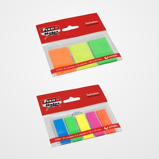 BANDERITAS ADHESIVAS FIXO NOTES 25x43 COLORES NEON PACK de 3