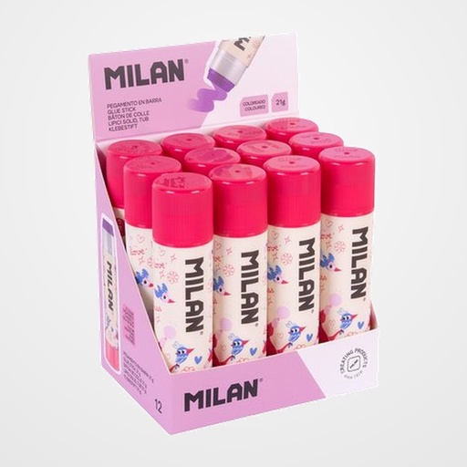 BARRA de PEGAMENTO MILAN 21g MEDIANA FLOWICORN VIOLETA EXPOSITOR DE 12