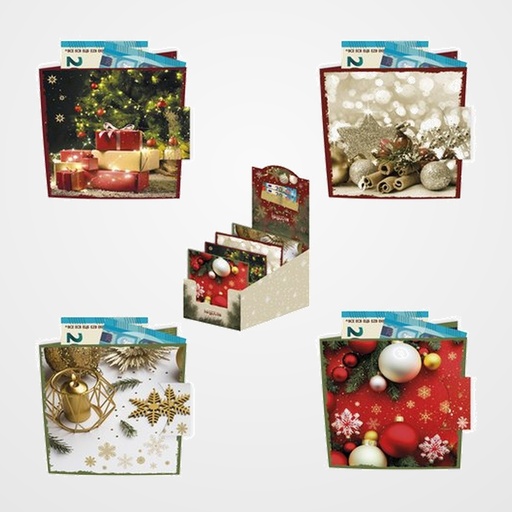 BILLETERO DE FELICITACION ARGUVAL CARTERA NAVIDAD 96x96 SURTIDO EXPOSITOR DE 48 (4 diseños)