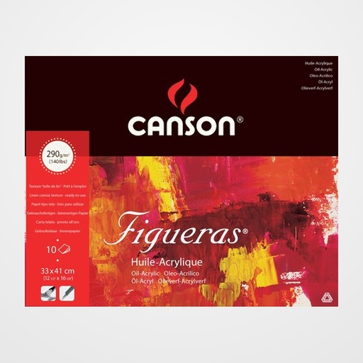 BLOC DE DIBUJO CANSON FIGUERAS OLEO ENCOLADO GRANO LIENZO 330 x 410 mm 290g 10h