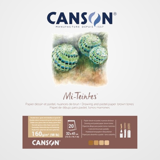BLOC DE DIBUJO CANSON MI-TEINTES ENCOLADO TONOS  MARRONES 320x410 mm 160g 20h