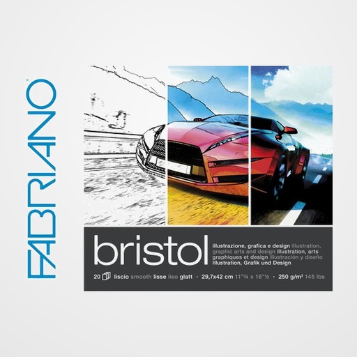 BLOC DE DIBUJO FABRIANO BRISTOL ILLUSTRAZIONE ENCOLADO A3 250g 20h