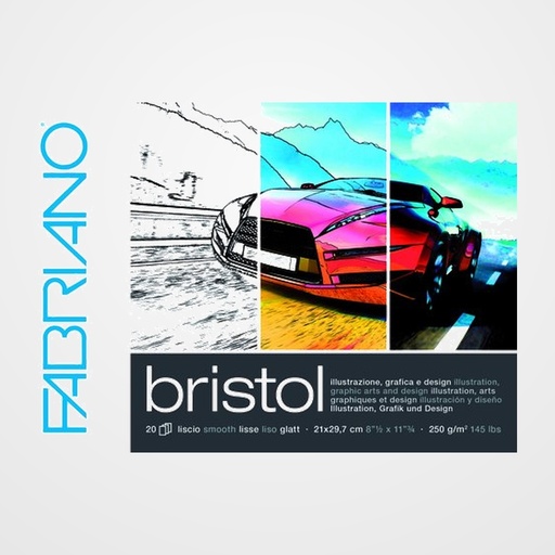 BLOC DE DIBUJO FABRIANO BRISTOL ILLUSTRAZIONE ENCOLADO A4 250g 20h