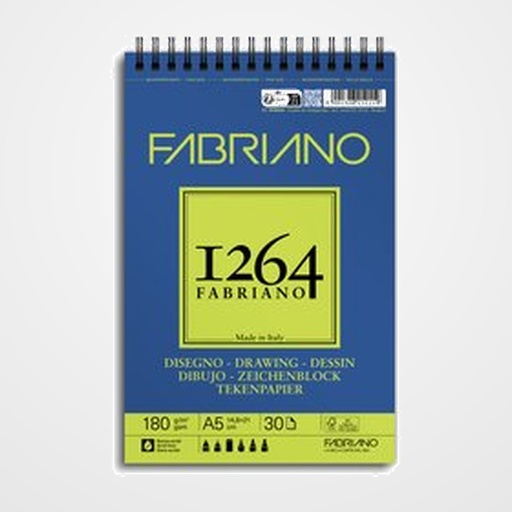 BLOC DE DIBUJO FABRIANO 1264 DRAWING CON ESPIRAL GRANO NATURAL A5 180g 30h